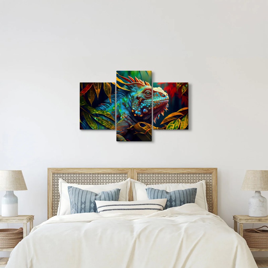 Obraz - Farebný leguán (90x60 cm)