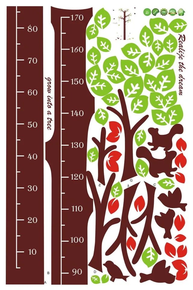 Detská samolepka – meter na dvere/na stenu 60x190 cm Dreaming Tree – Ambiance