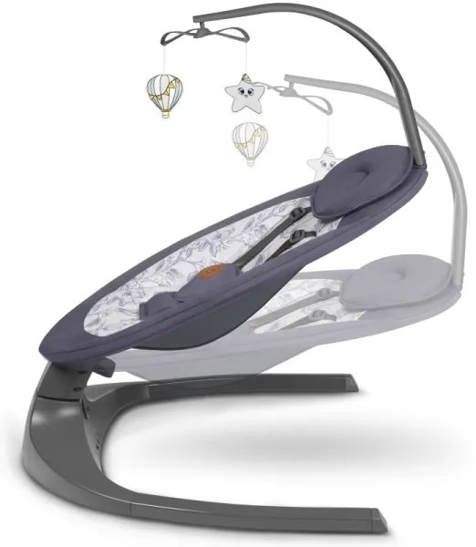 Lionelo - Detské hojdacie kresielko s melódiou RALF 4xAA Sivá/Biela + diaľkové ovládanie