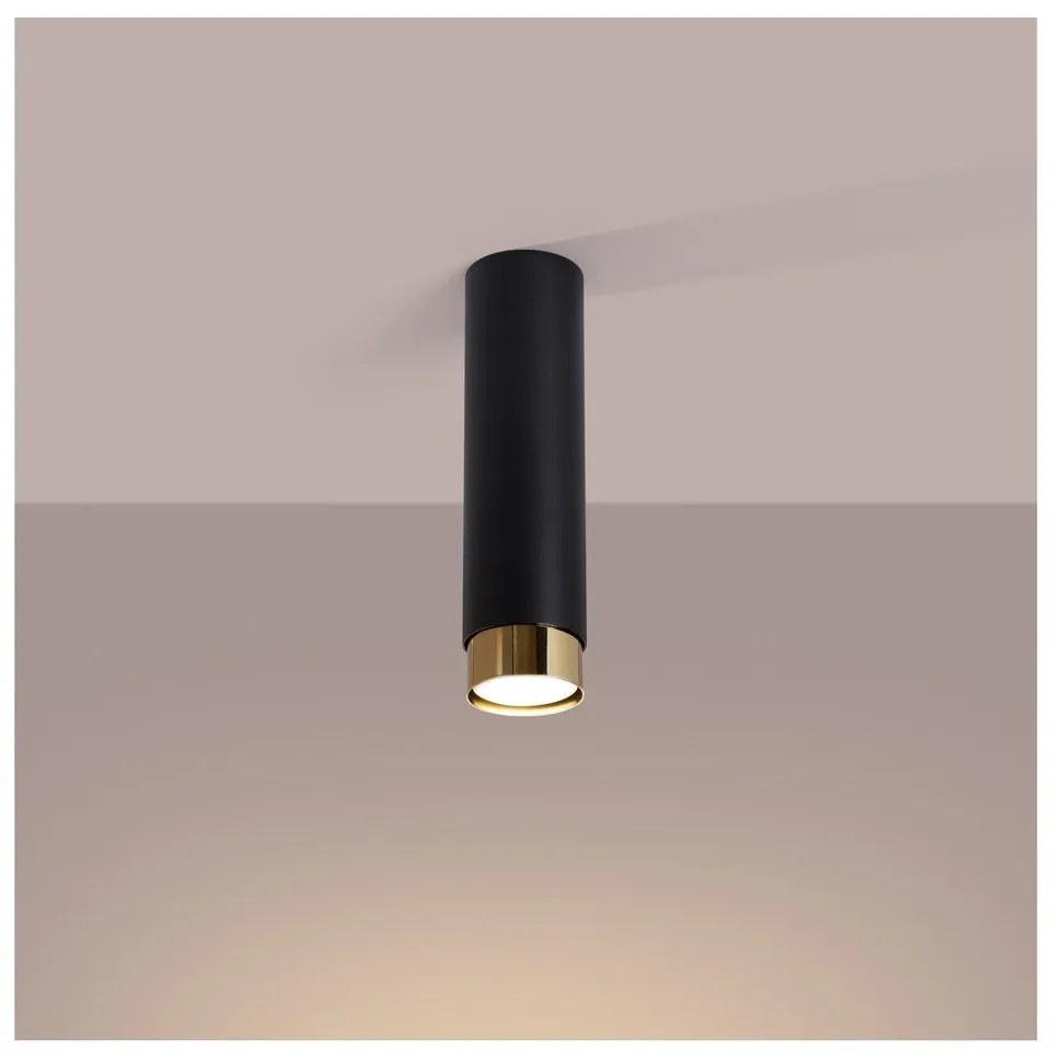 Stropné svietidlo v čierno-zlatej farbe Crown – Sollux