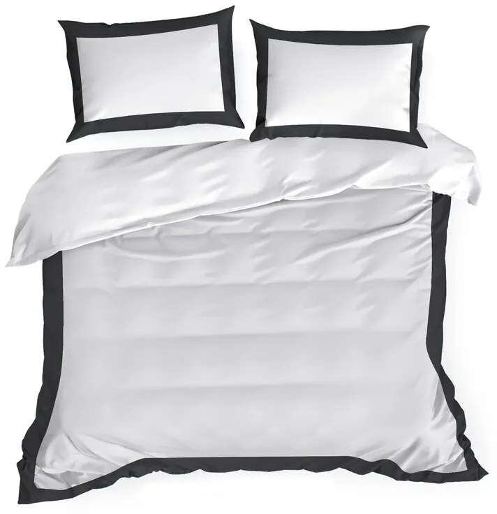 Dekorstudio Exkluzívne posteľné obliečky LAURA - biele s čiernym lémom Rozmer posteľných obliečok: Šírka x Dĺžka: 160x200cm + 2 ks 70x80 cm