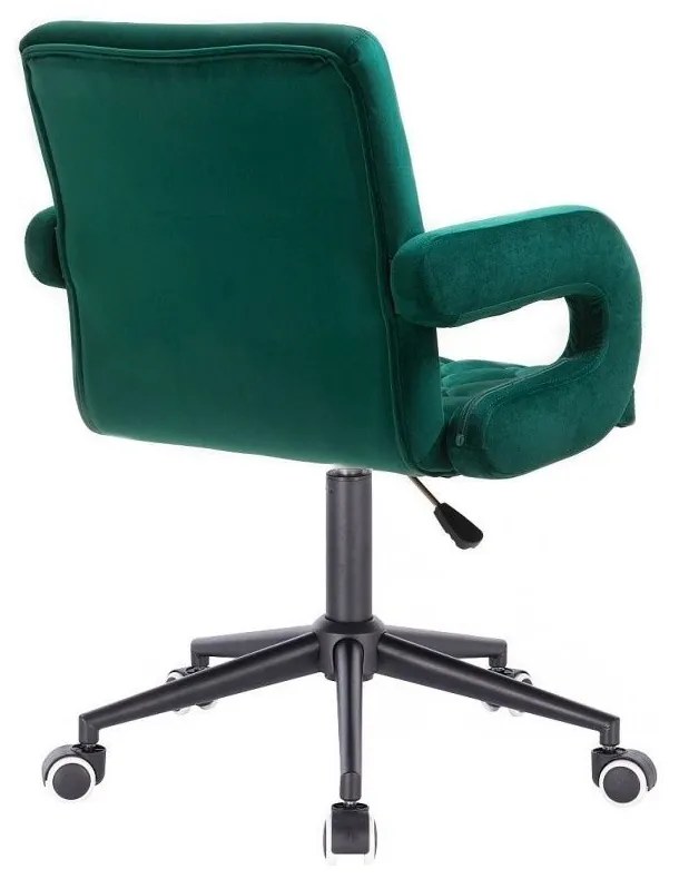 LuxuryForm DESIGN Stolička BOSTON VELUR na čiernej podstave s kolieskami - zelená