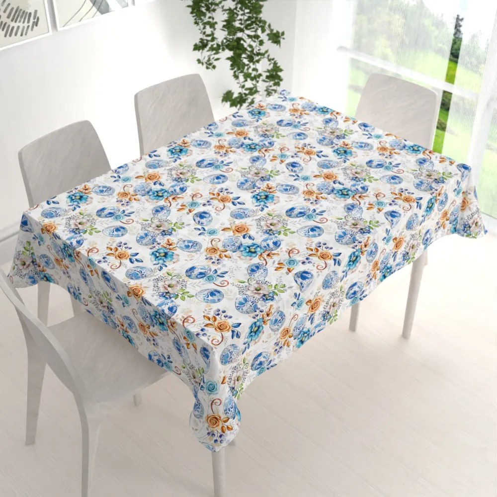 Biante Dekoračný obdĺžnikový obrus Leona LN-114 Modré kraslice 100x140 cm