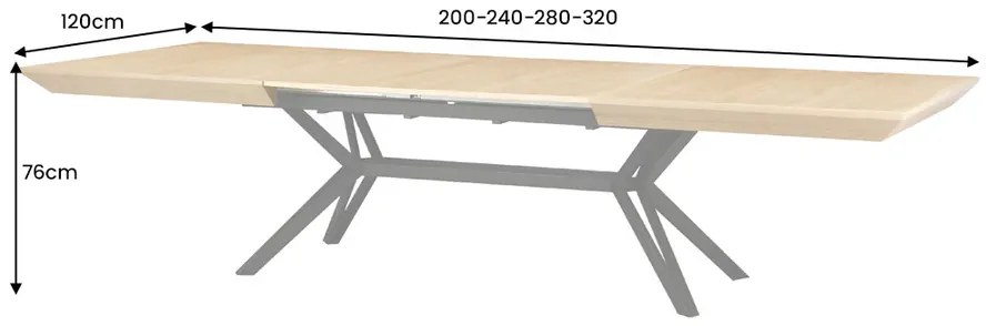 Jedálenský stôl GIANT 180-320 cm dubové drevo