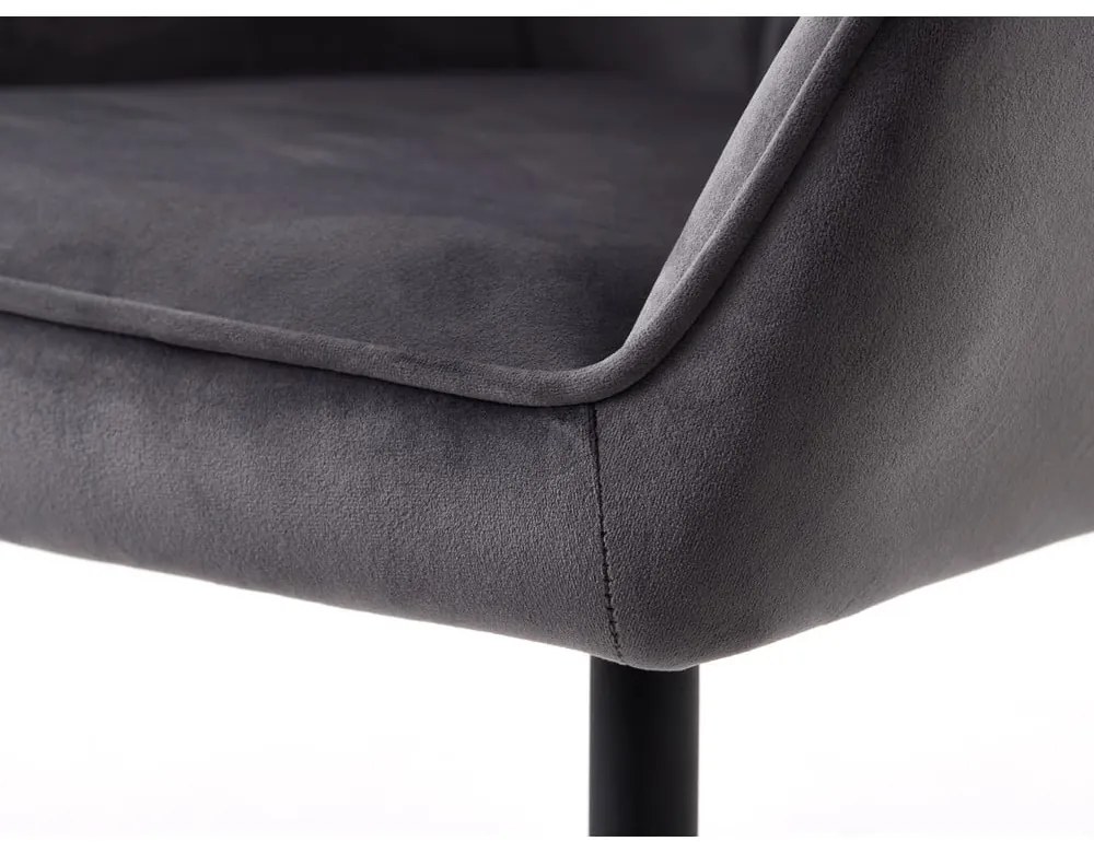 Sivé čalúnené jedálenské kreslá v súprave s podrúčkami 2 ks Nolan Square – Unique Furniture