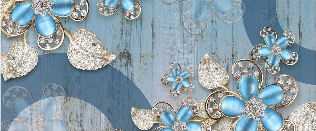 Obraz - Modré kvety (120x50 cm)
