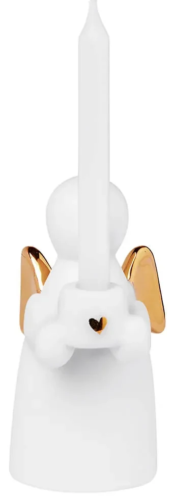 Räder Porcelánový svietnik ANJEL so zlatými krídlami
