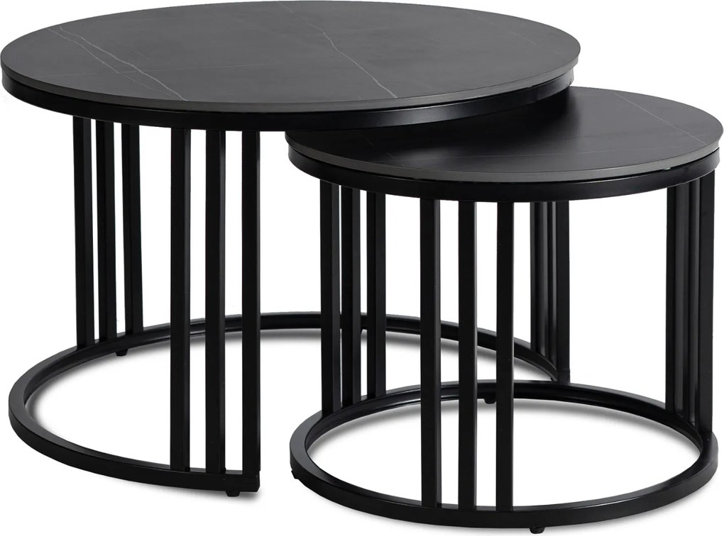 Konferenčný stolík JERRY, čierny mramor / čierna