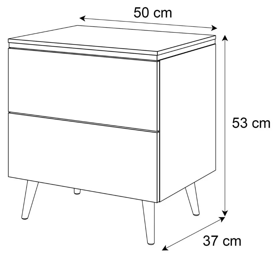 NOČNÝ STOLÍK NESSIE 2 BIELY LESK + ZLATÝ NA NOŽIČKÁCH 13 cm LED