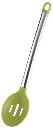 BERGNER Lyžica s otvormi silikónová 34cm FLEXIKITCHEN, farba zelená BG-3362zele