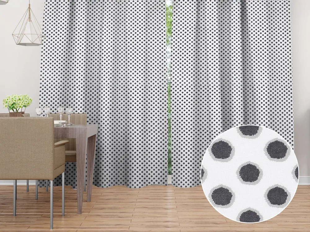 Biante Bavlnený záves Sandra SA-286 Sivé bodky na bielom 150x250 cm