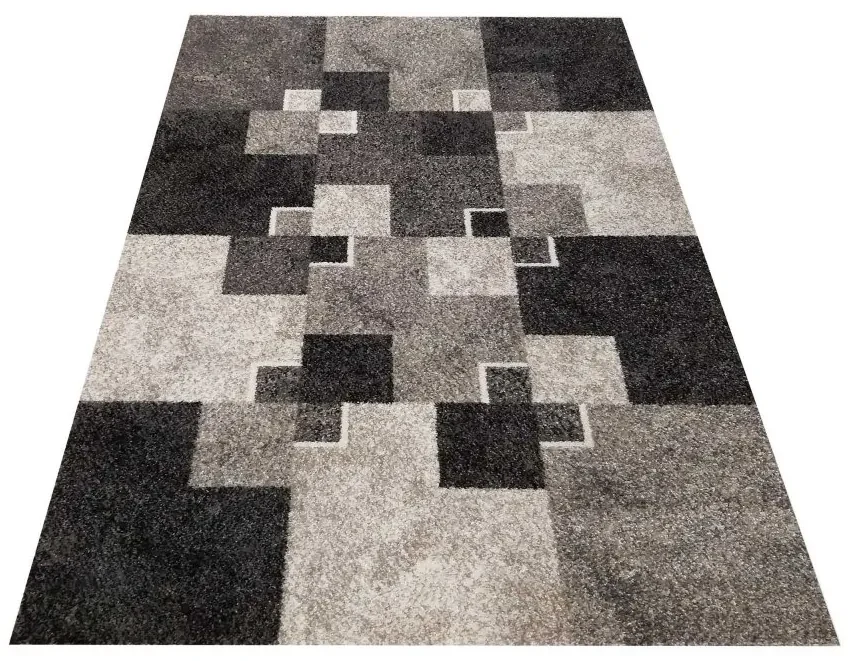 Moderný béžový koberec s motívom štvorcov Šírka: 60 cm | Dĺžka: 100 cm