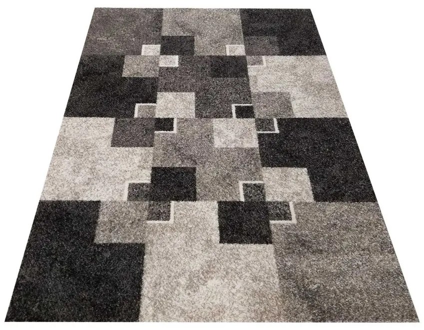 Moderný béžový koberec s motívom štvorcov Šírka: 80 cm | Dĺžka: 150 cm