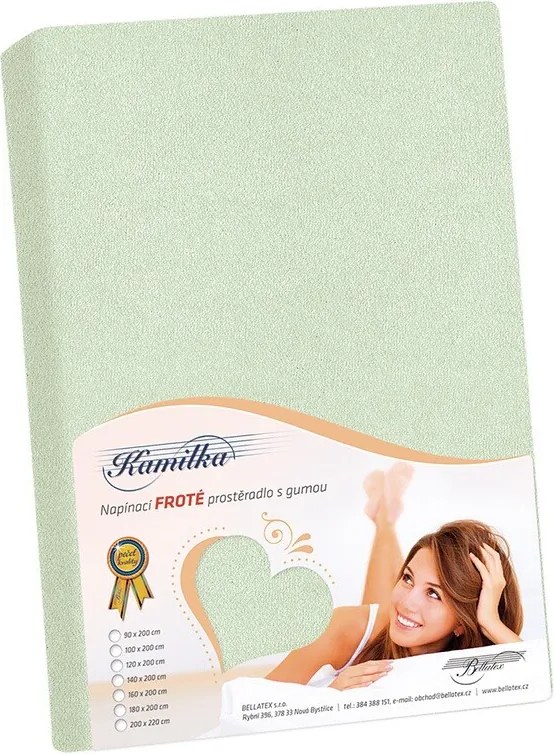 Bellatex Froté prestieradlo Kamilka zelená šalviová, 90 x 200 cm