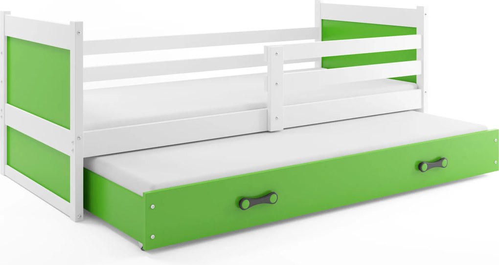 Posteľ s prístelkou RICO 2 200x90 Biela - Zelená