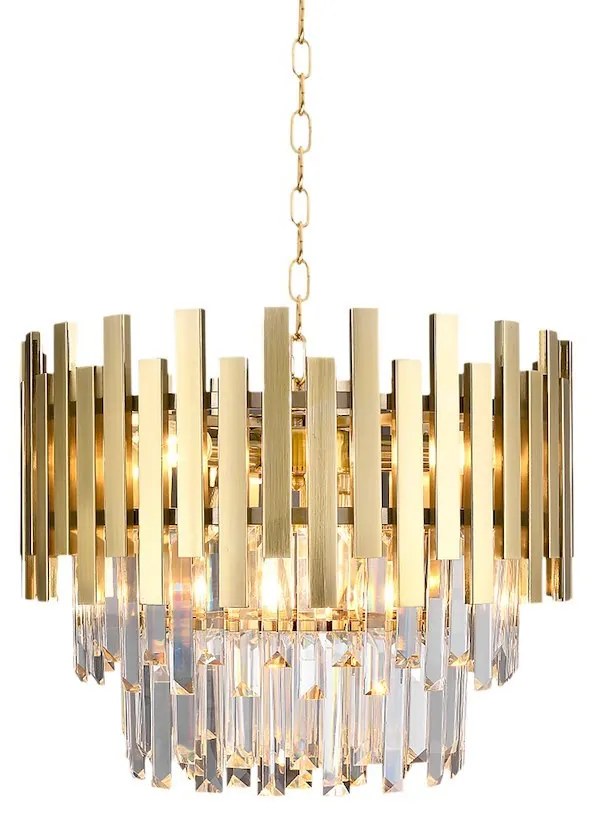 EUlight Luster Aspen, 1x krištáľové/zlaté kovové tienidlo, (fi 45cm), g