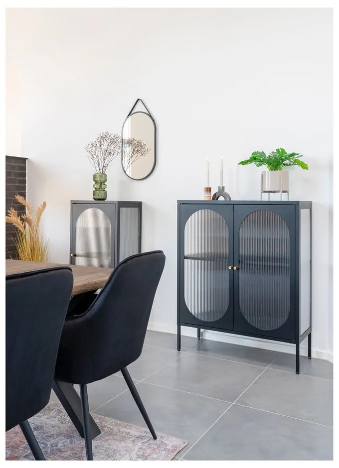 Čierna kovová vitrína 90x110 cm Adelaide – House Nordic