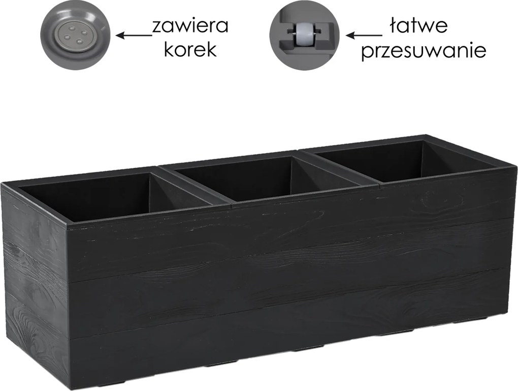 KVETINOVÝ ZÁHON KARO 900 × 300 mm, doska z recyklovaného materiálu, čierna*48465