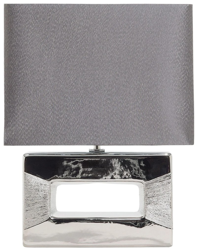Strieborná hodvábna nočná stolová lampa ONYX Beliani