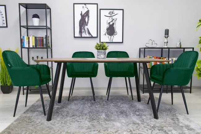 Jedálenská stolička LUGO zelená (čierne nohy)