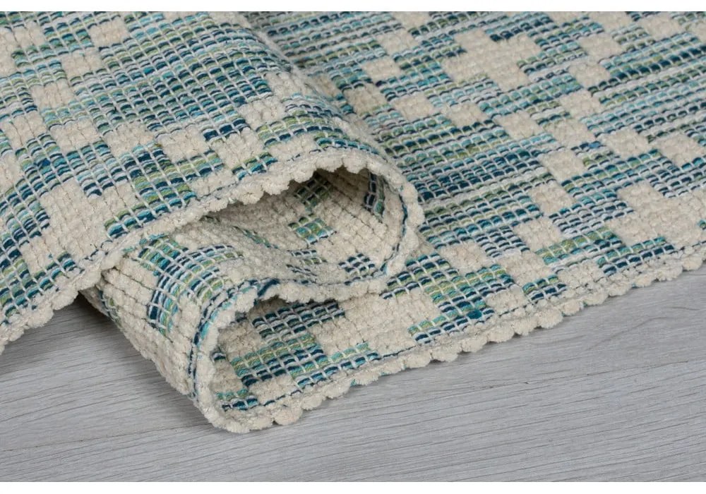 Béžovo-modrý bavlnený koberec Flair Rugs Leela, 60 x 200 cm