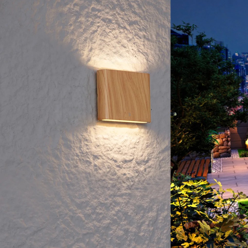 Škandinávska vonkajšia nástenná lampa s drevenou potlačou 11,5 cm vrátane LED IP65 - Batt