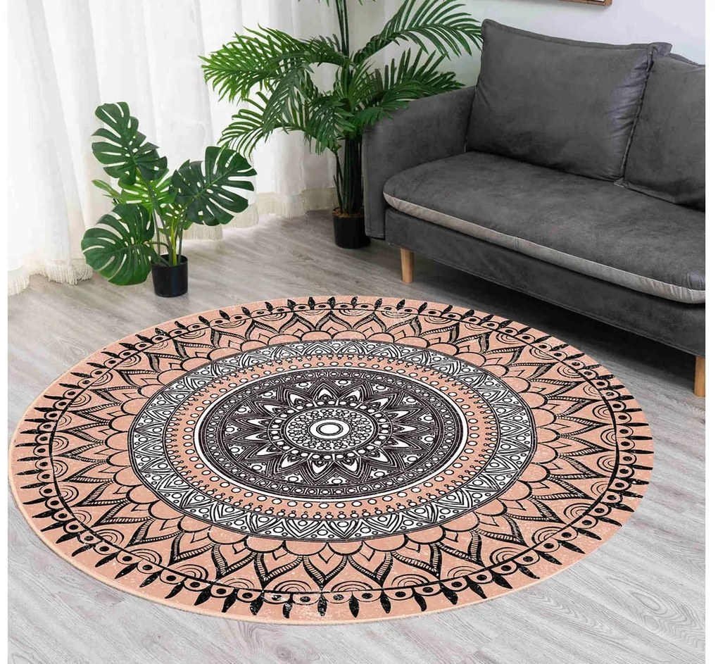 Okrúhly vzorovaný koberec Aztek Rozmer: 90 cm