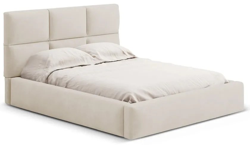 Béžová čalúnená dvojlôžková posteľ s úložným priestorom s roštom 160x200 cm Libera – Windsor &amp; Co Sofas