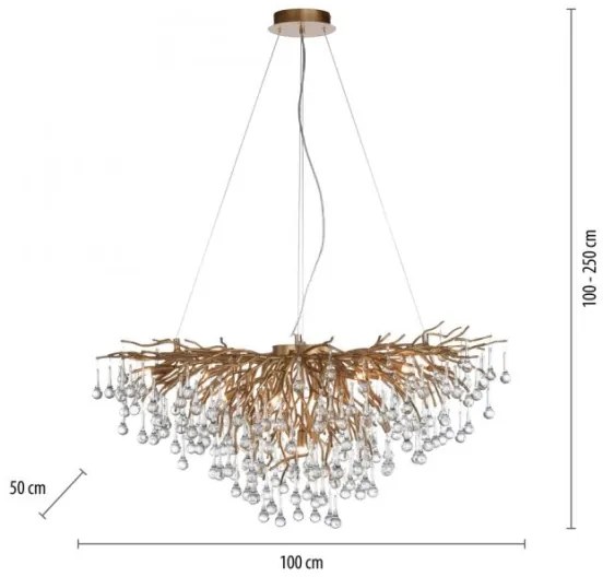 Paul Neuhaus 2192-11 - Luster na lanku ICICLE 10xG9/40W/230V 50x100 cm mosadz