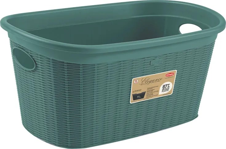 STEFANPLAST Košík na bielizeň 35 l, 58 × 38 × 28 cm, zeleno-sivý