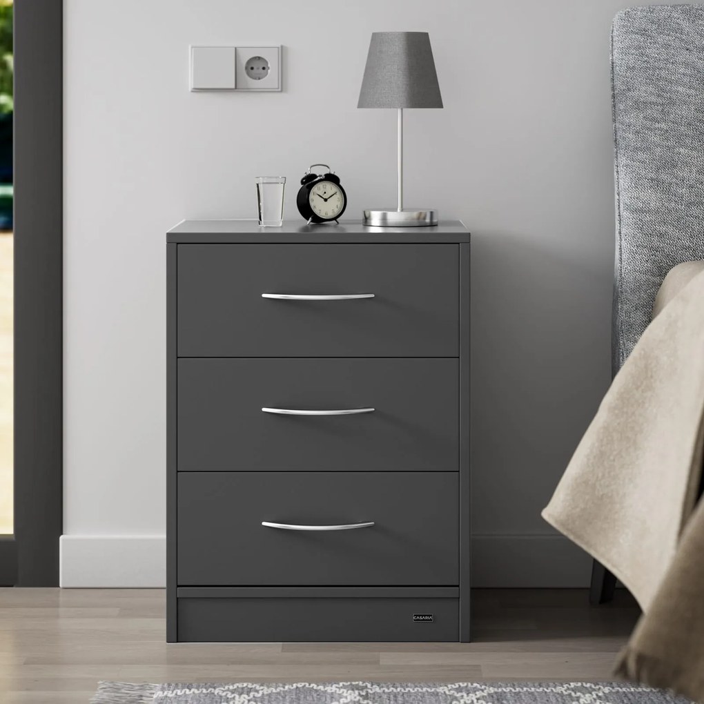 Nočný stolík ELOISE s podsvietením, 54x39x28cm, antracitová Casaria