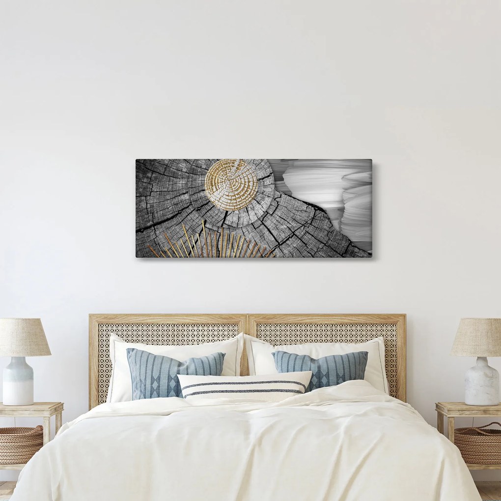 Obraz - Kmeň stromu v koláži (120x50 cm)