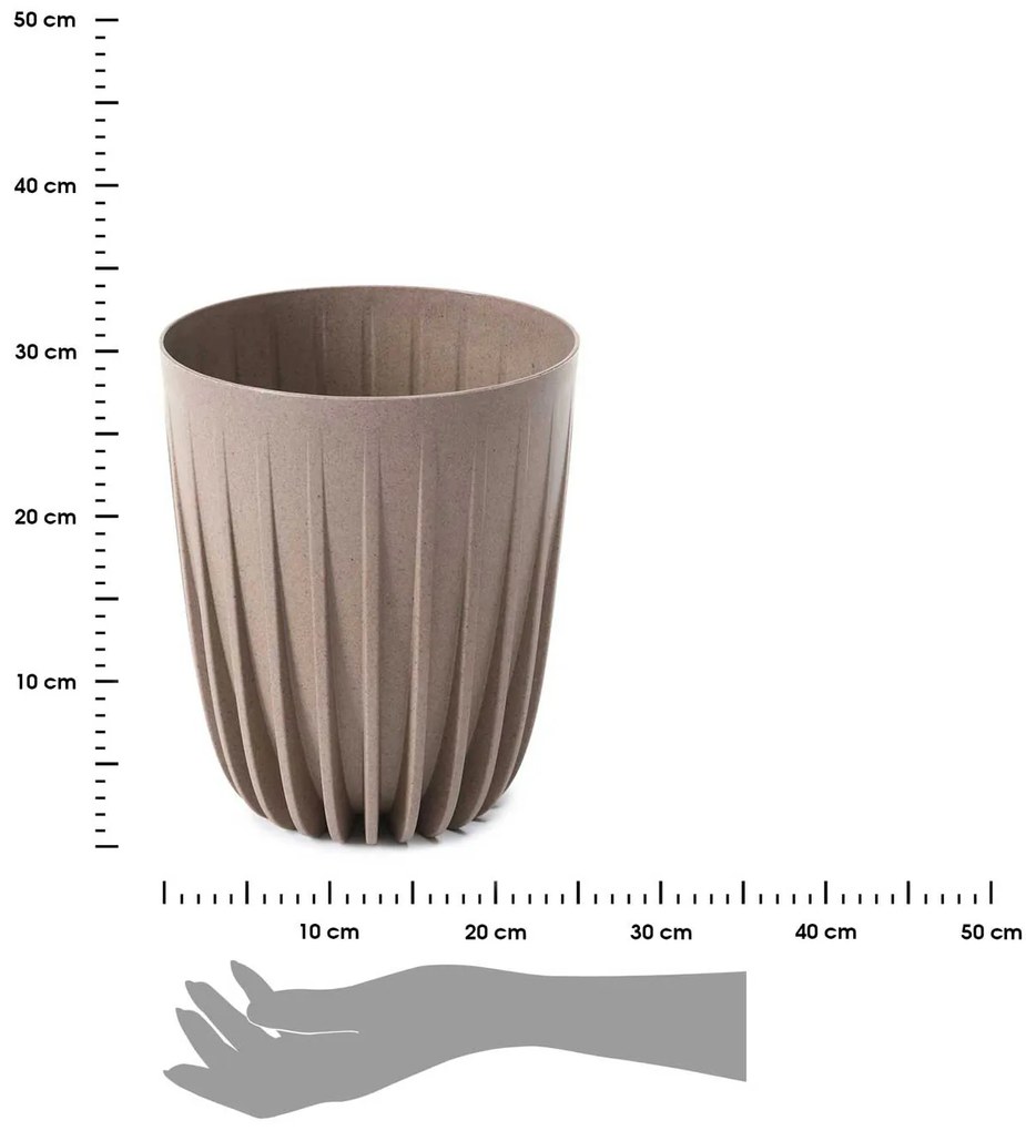 PLASTOVÝ KVETINÁČ STRIPPED ECO 30X25 CM BÉŽOVÁ