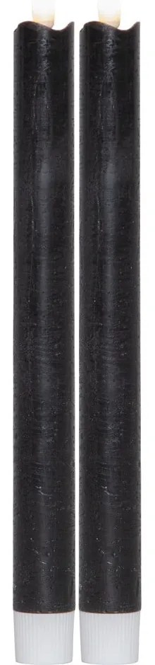 Súprava 2 čiernych LED voskových sviečok Star Trading Flamme, výška 25 cm