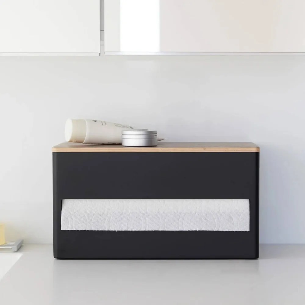 Čierny kovový stojan na papierové utierky Rin – YAMAZAKI