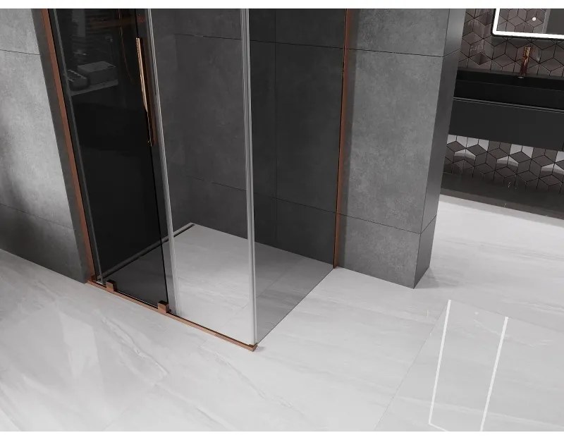 Mexen Velar L, sprchový kút s posuvnými dverami 100 x 80 cm, 8mm šedé sklo, ružové zlato, 871-100-080-43-60