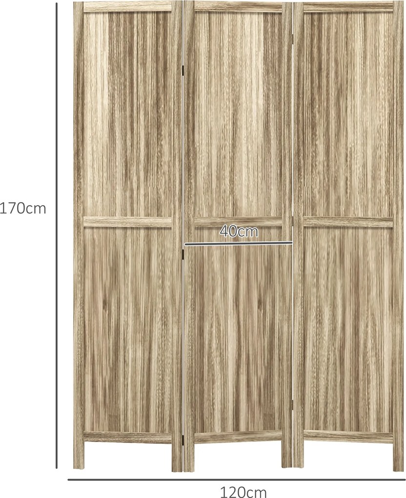 HOMCOM Trojdielny Paraván z Paulownia 120 x 170 cm - Prírodný | Aosom