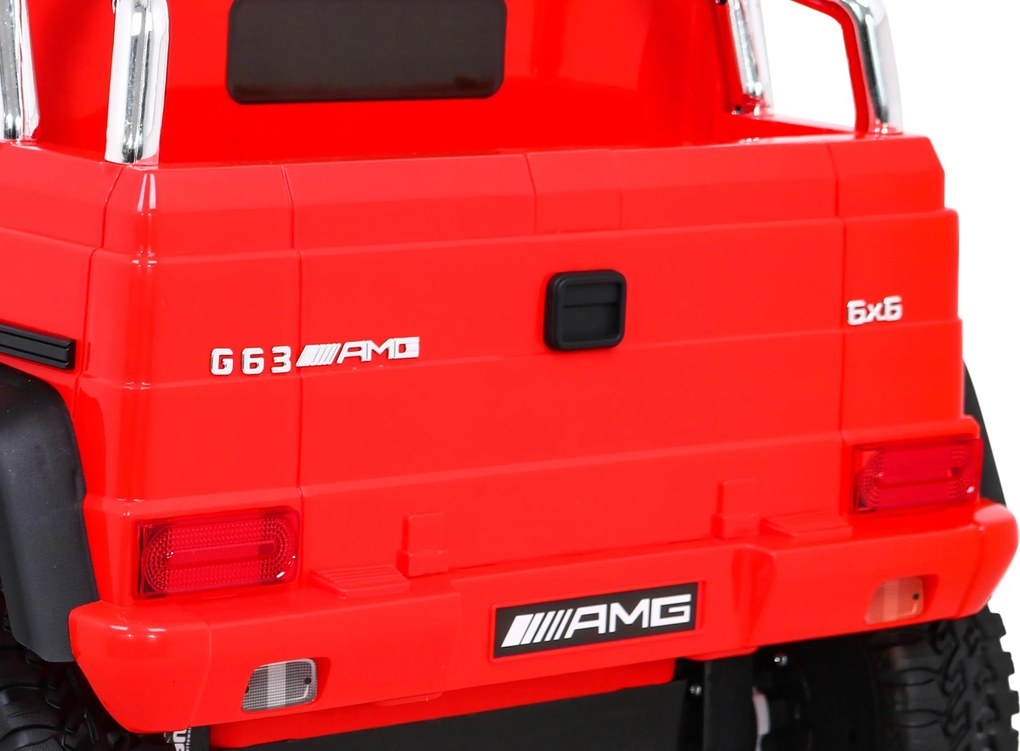 Ramiz Mercedes G63 AMG Auto na batérie Červené + diaľkové ovládanie + 6 EVA kolies + pomalý štart + MP3 LED