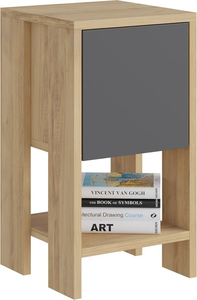 Nočný stolík Houseland EMA dub prírodný/antracit