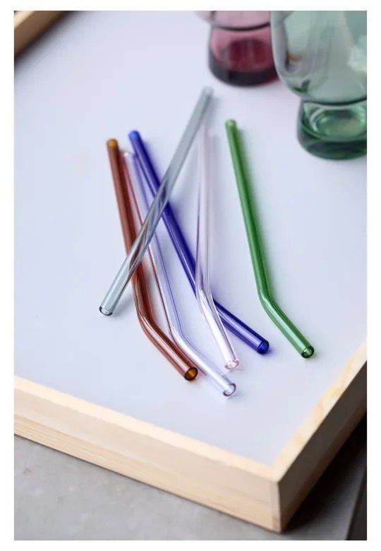 Sklenené slamky v súprave 4 ks s čistiacou kefkou – Lyngby Glas