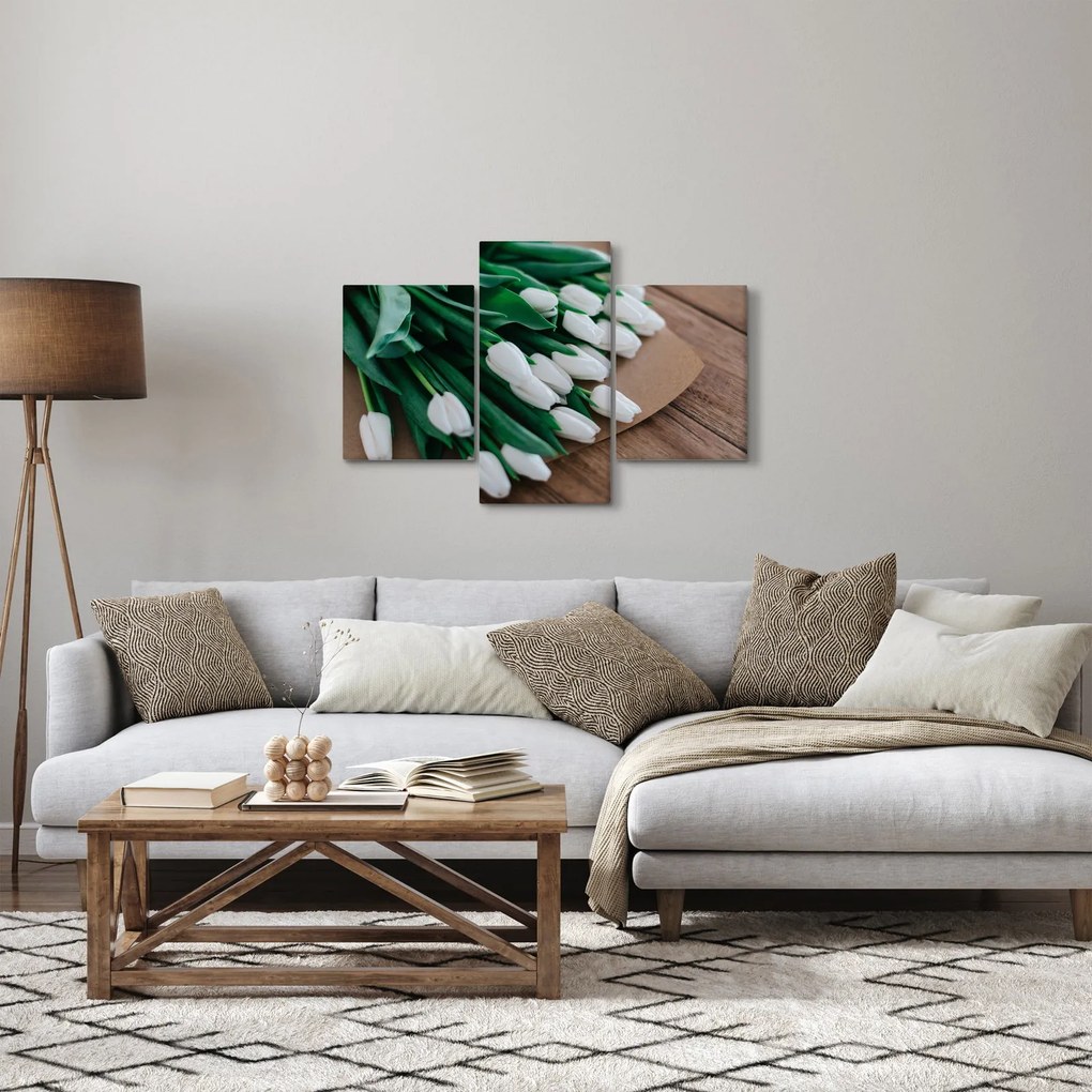 Obraz kytice bielych tulipánov (90x60 cm)