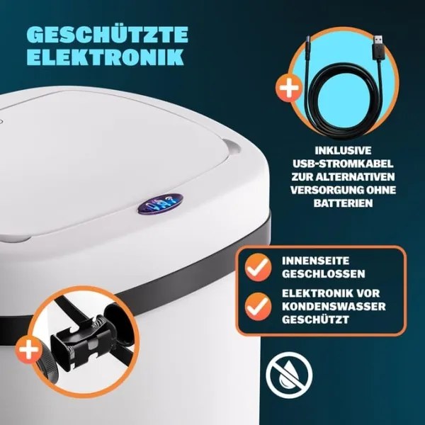 Bezdotykový Jumbo koš 58l biela USB kábel zadarmo