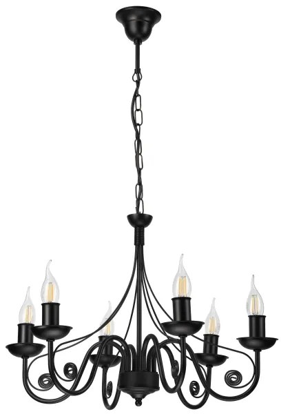Luster na reťazi DONATO 6xE14/40W/230V čierna