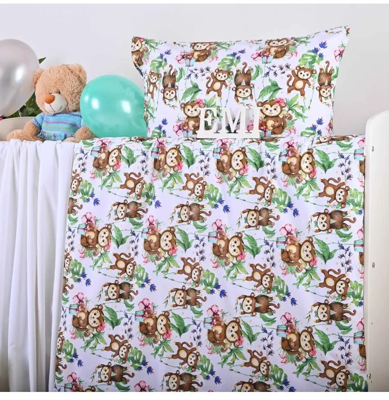 Obliečky detské bavlnené Opice EMI, Detský set 90x130 + 45x65