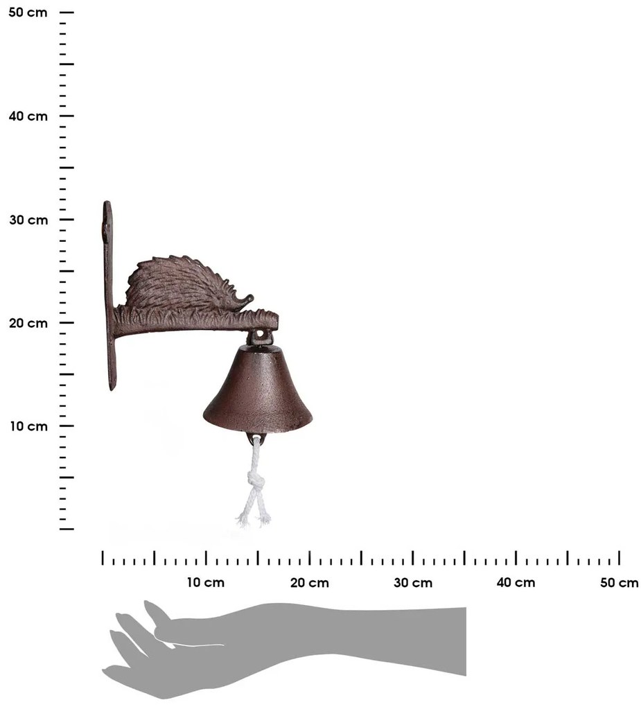 Záhradný zvonček Hedgehog, 20,5x20,5 cm, liatina, hnedá