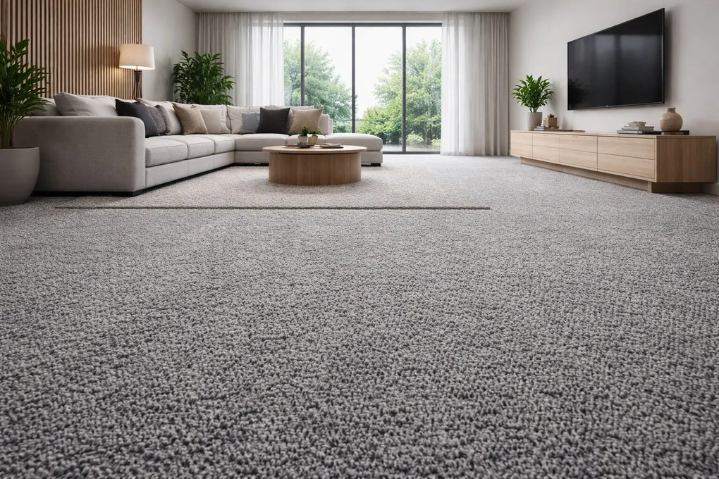 Lano, Metrážny koberec Bloom 850, na mieru, šíře 4m,5m, šedá, ab (mriežka), chodba / predsieň