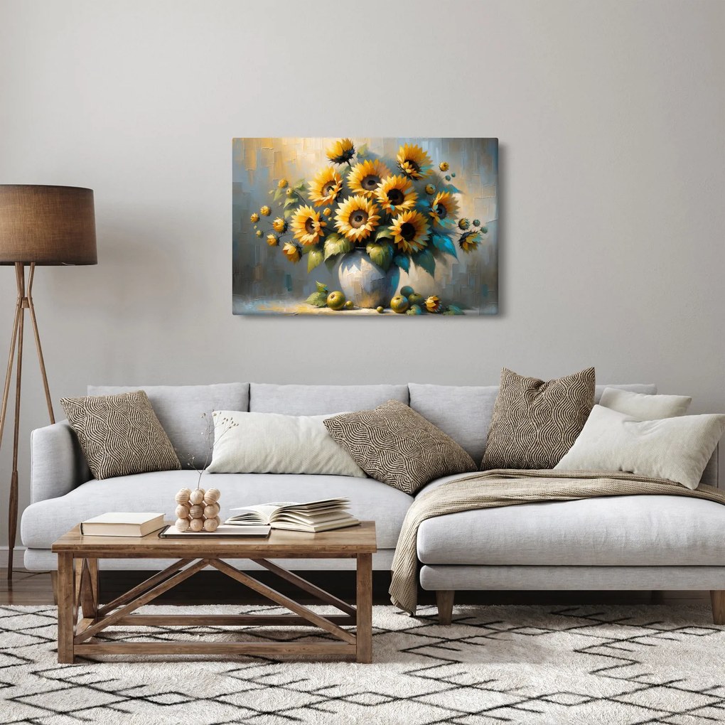 Obraz – Váza so slnečnicami (90x60 cm)