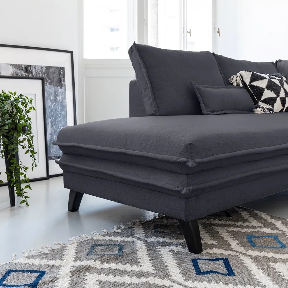 Antracitovosivá rozkladacia pohovka do "U" Miuform Charming Charlie, ľavý roh