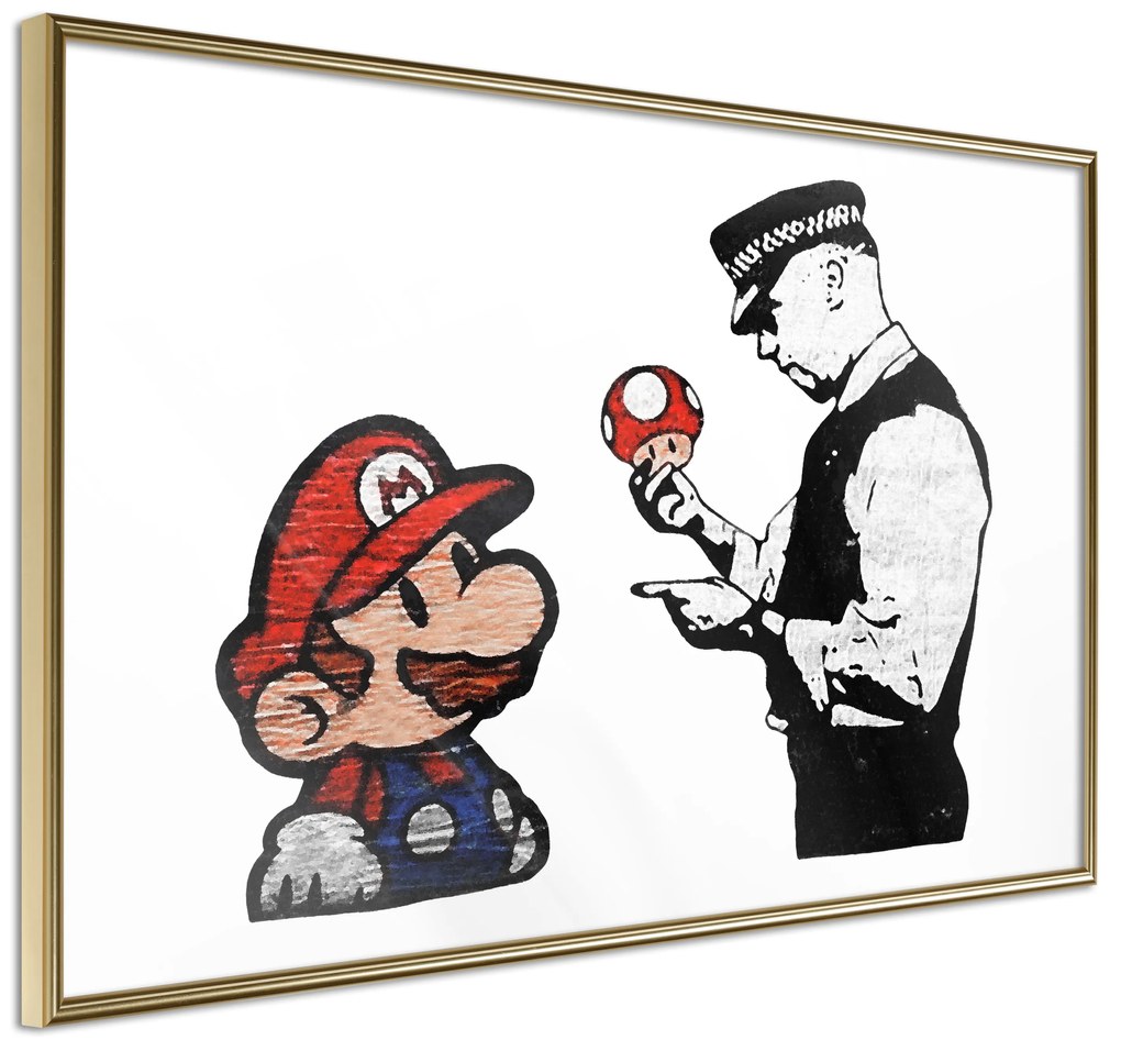 Artgeist Plagát - Banksy: Mushroom Picker [Poster] Veľkosť: 60x40, Verzia: Čierny rám