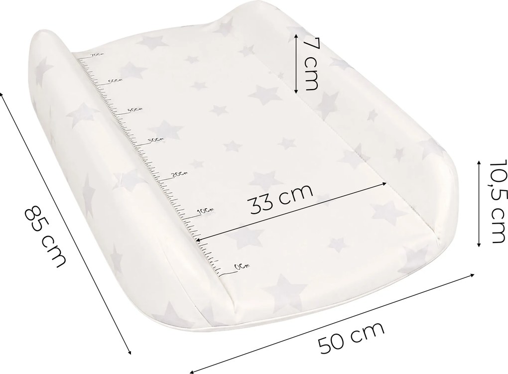 Prebaľovací nadstavec 85x50 cm ECOTOYS na postieľku/komodu, profilovaný PVC, hviezdičky